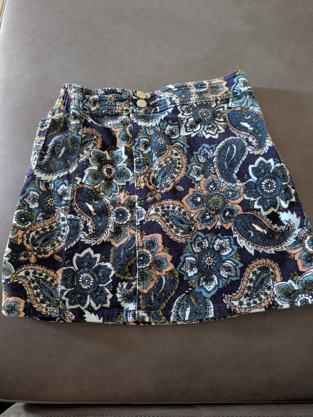 Cherokee Paisley Floral Corduroy Mini Skirt
